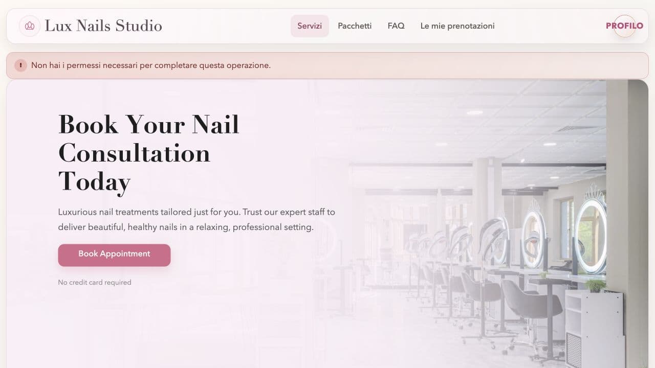 Beauty Booking interface view 1